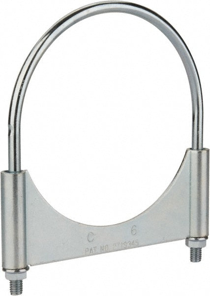 NuLine U600T1 Round U-Bolt Clamping Mount, 3/8-16 UNC, 1-1/2" Thread Length, for 6" Pipe, 6.17" Inside Width, Steel