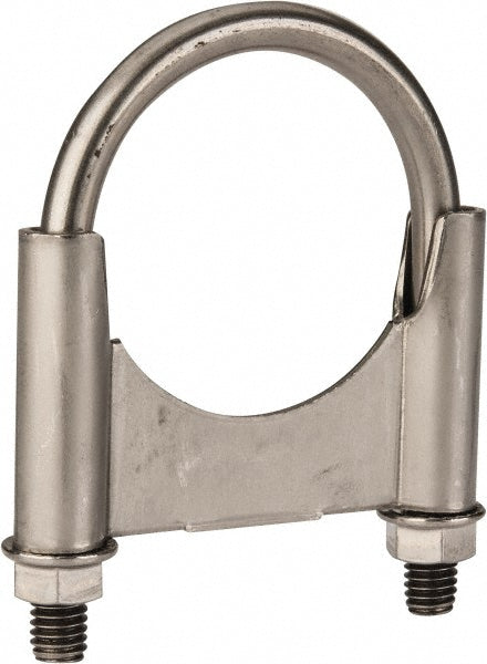 NuLine U225KSS Round U-Bolt Clamping Mount, 3/8-16 UNC, 1-1/2" Thread Length, for 2-1/4" Pipe, 2.42" Inside Width, Stainless Steel