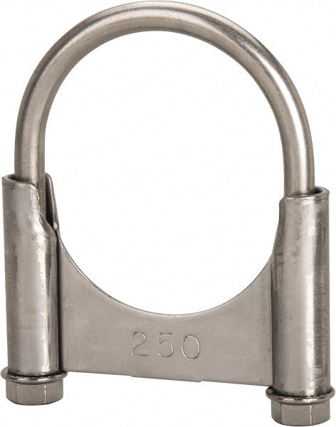 NuLine U250KSS Round U-Bolt Clamping Mount, 3/8-16 UNC, 1-1/2" Thread Length, for 2-1/2" Pipe, 2.67" Inside Width, Stainless Steel