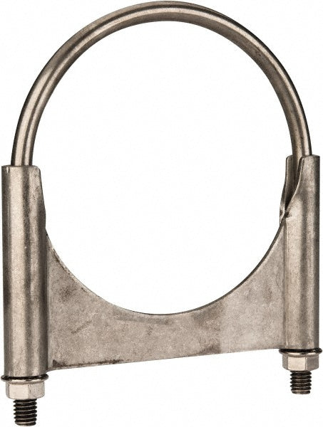 NuLine U450KSS Round U-Bolt Clamping Mount, 3/8-16 UNC, 1-1/2" Thread Length, for 4-1/2" Pipe, 4.67" Inside Width, Stainless Steel