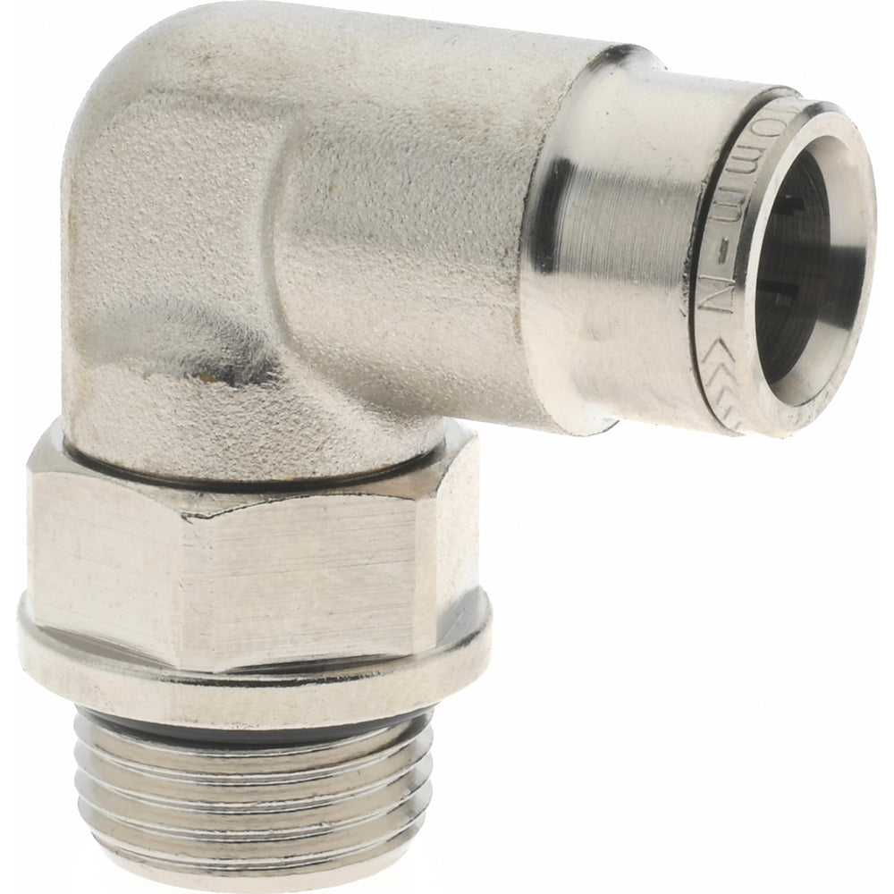 Norgren 102471038 Push-To-Connect Tube to Male & Tube to Male BSPP Tube Fitting 90 ° Swivel Elbow Adapter, 3/8" Thread