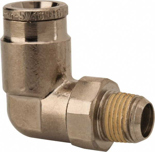 Norgren 101470818 Push-To-Connect Tube to Male & Tube to Male BSPT Tube Fitting 90 ° Swivel Elbow Adapter, 1/8" Thread