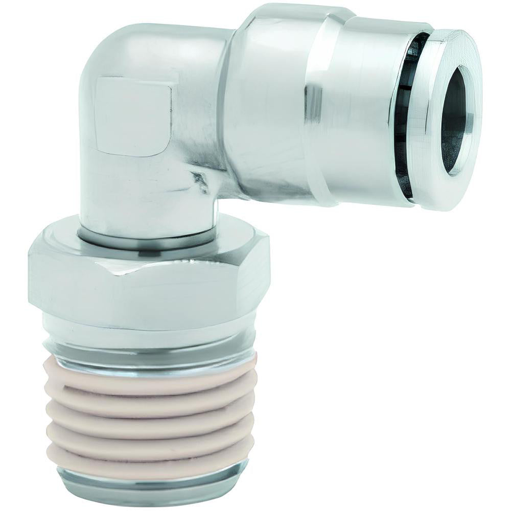 Norgren 101471038 Push-To-Connect Tube to Male & Tube to Male BSPT Tube Fitting 90 ° Swivel Elbow Adapter, 3/8" Thread