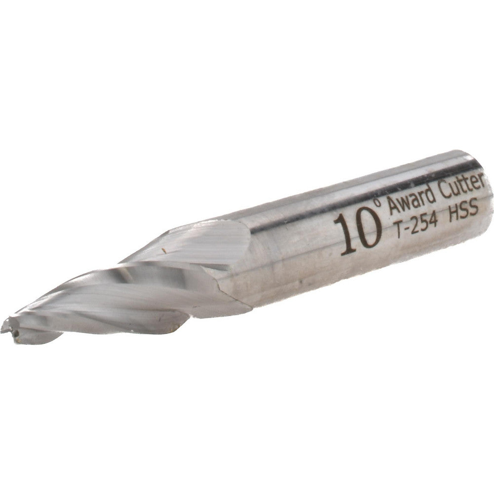 AWARD CUTTER CO., INC. T-254 Tapered End Mill 10 deg Angle per Side, 5/32" Small Dia, 1" LOC, 3 Flute, High Speed Steel, Square End