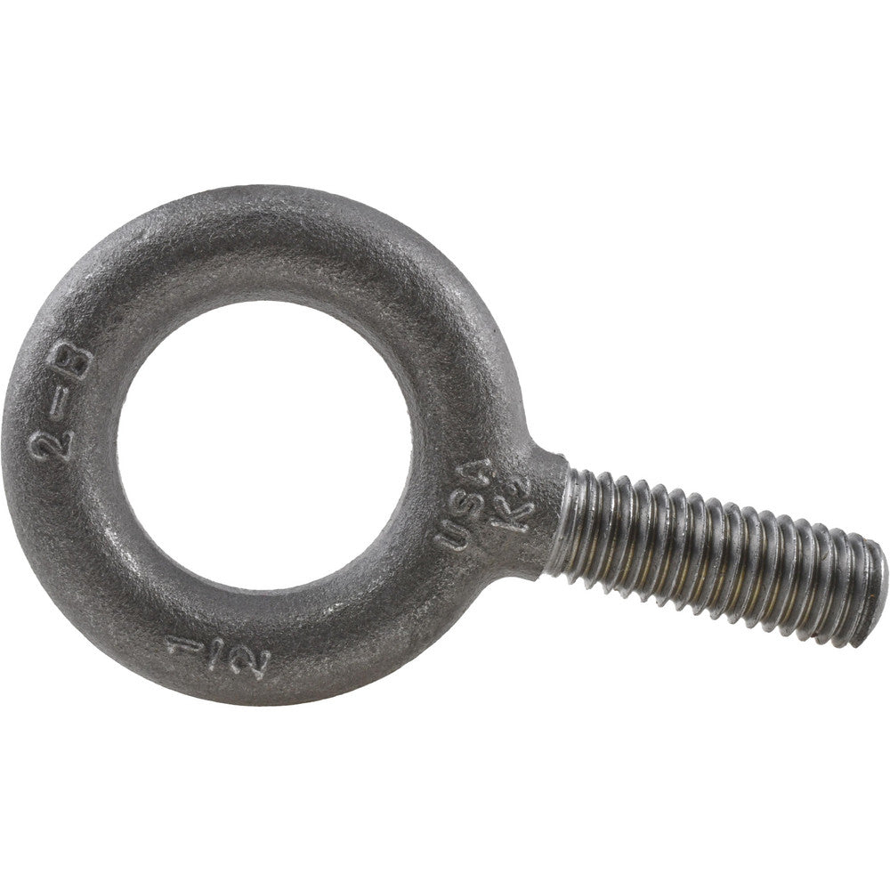 Jergens 13641 Fixed Lifting Eye Bolt Without Shoulder, 2,400 lb Capacity, 1/2-13 Thread, Grade 1030 Steel