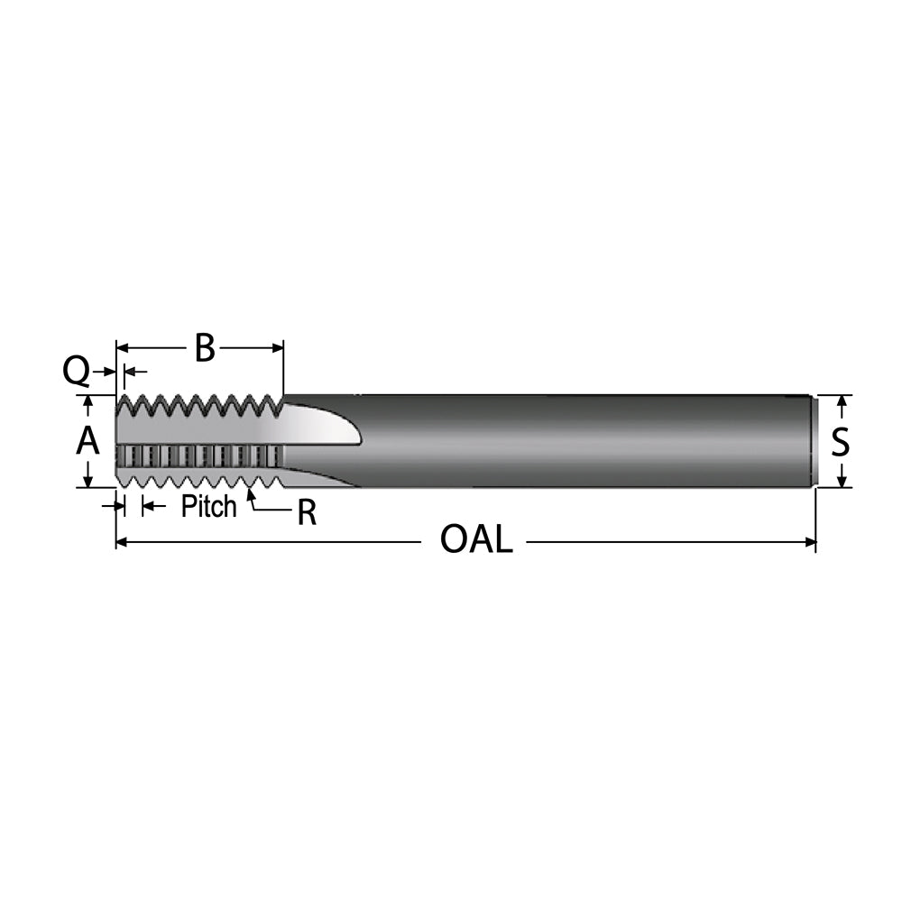 Scientific Cutting Tools, Inc. TM370-16EXJ-A Straight Flute Thread Mill External, 5 Flutes, 3/8" Shank Dia, Solid Carbide