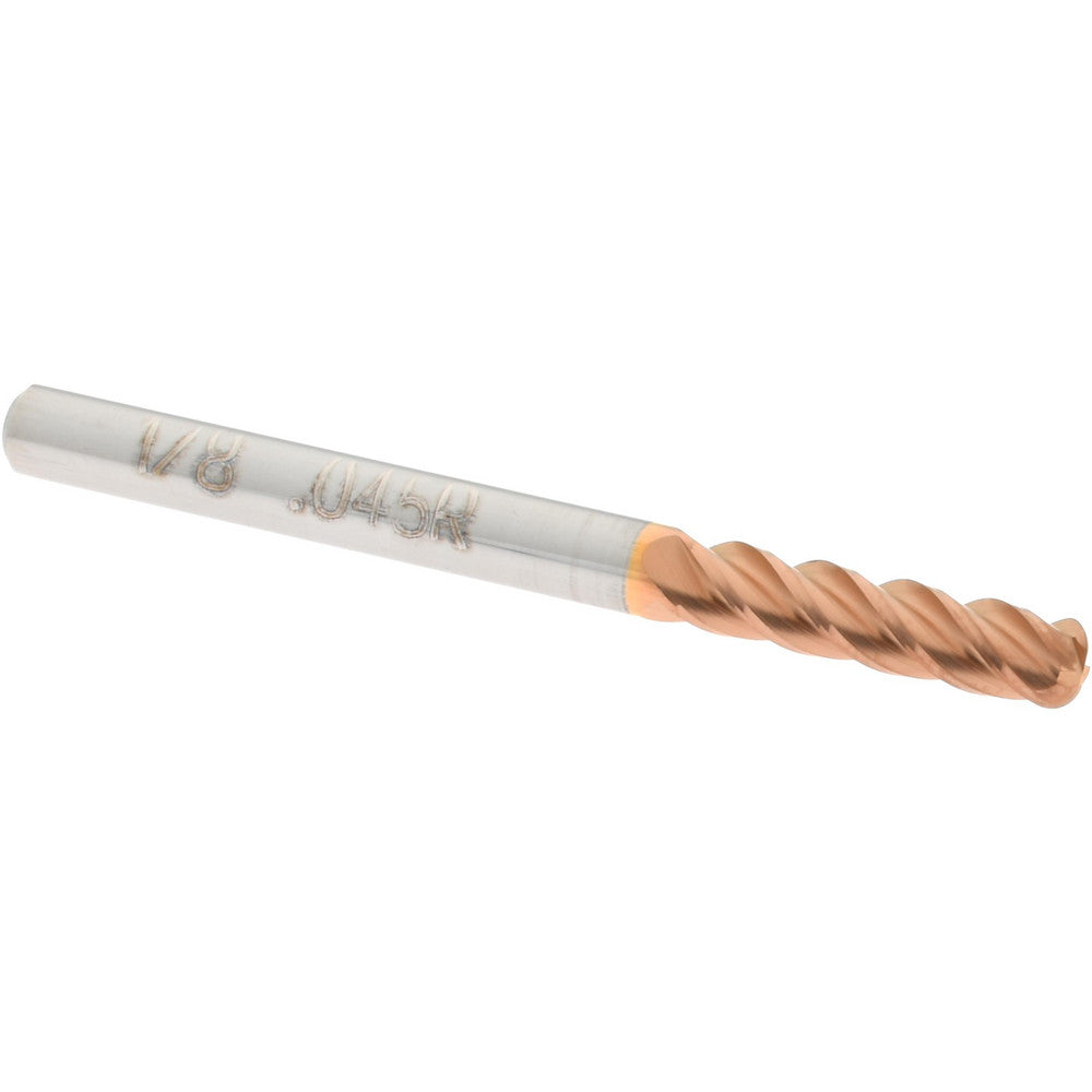 Accupro 08482952 Corner Radius End Mill 1/8" Dia, 1/2" LOC, 0.045" Radius, 4 Flutes, Solid Carbide