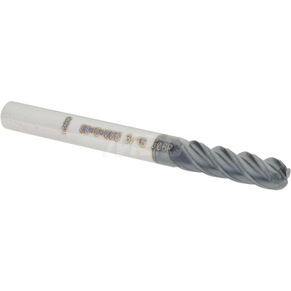 Accupro 08484008 Corner Radius End Mill 3/16" Dia, 5/8" LOC, 0.06" Radius, 4 Flutes, Solid Carbide