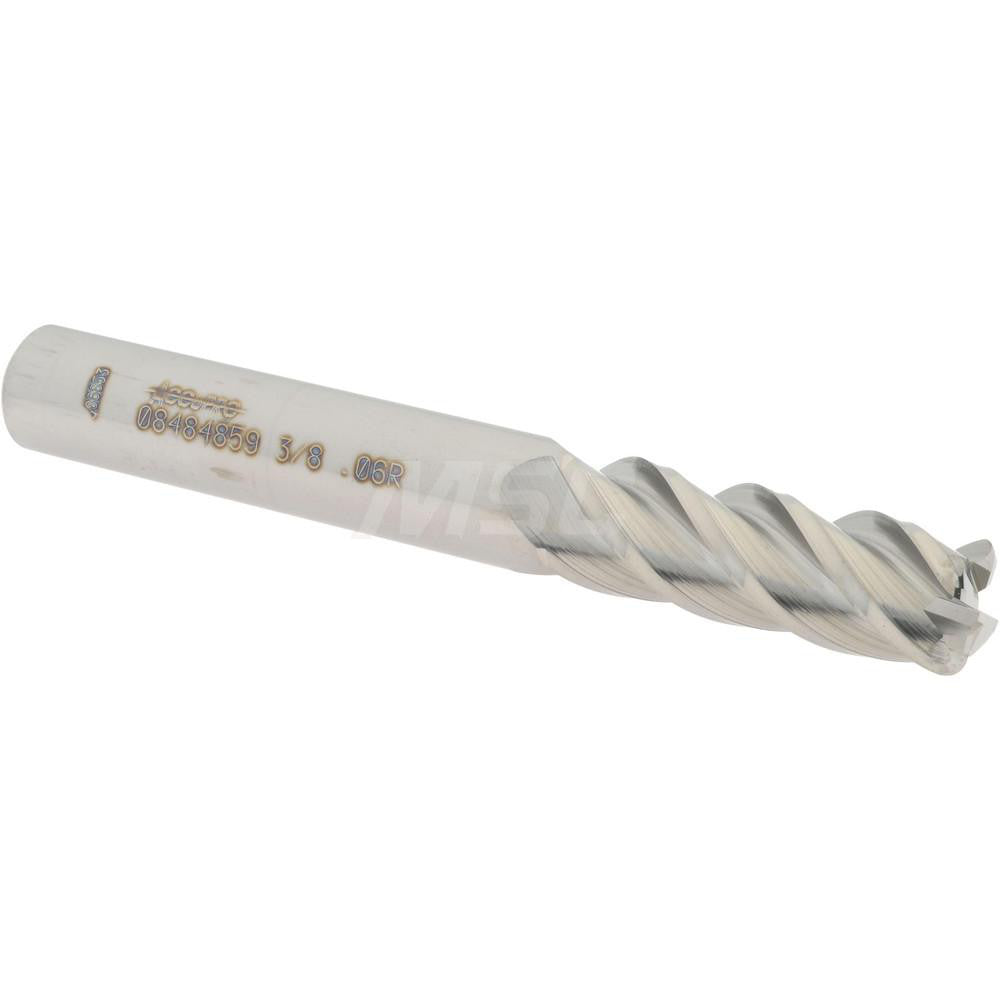 Accupro 08484859 Corner Radius End Mill 3/8" Dia, 1-1/8" LOC, 0.06" Radius, 4 Flutes, Solid Carbide