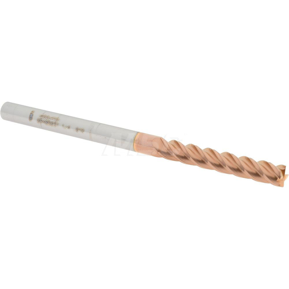 Accupro 08485831 Corner Radius End Mill 1/4" Dia, 1-1/2" LOC, 0.01" Radius, 4 Flutes, Solid Carbide