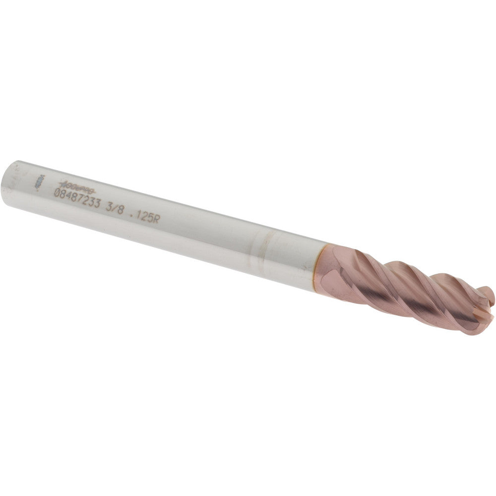 Accupro 08487233 Corner Radius End Mill 3/8" Dia, 1" LOC, 1/8" Radius, 4 Flutes, Solid Carbide