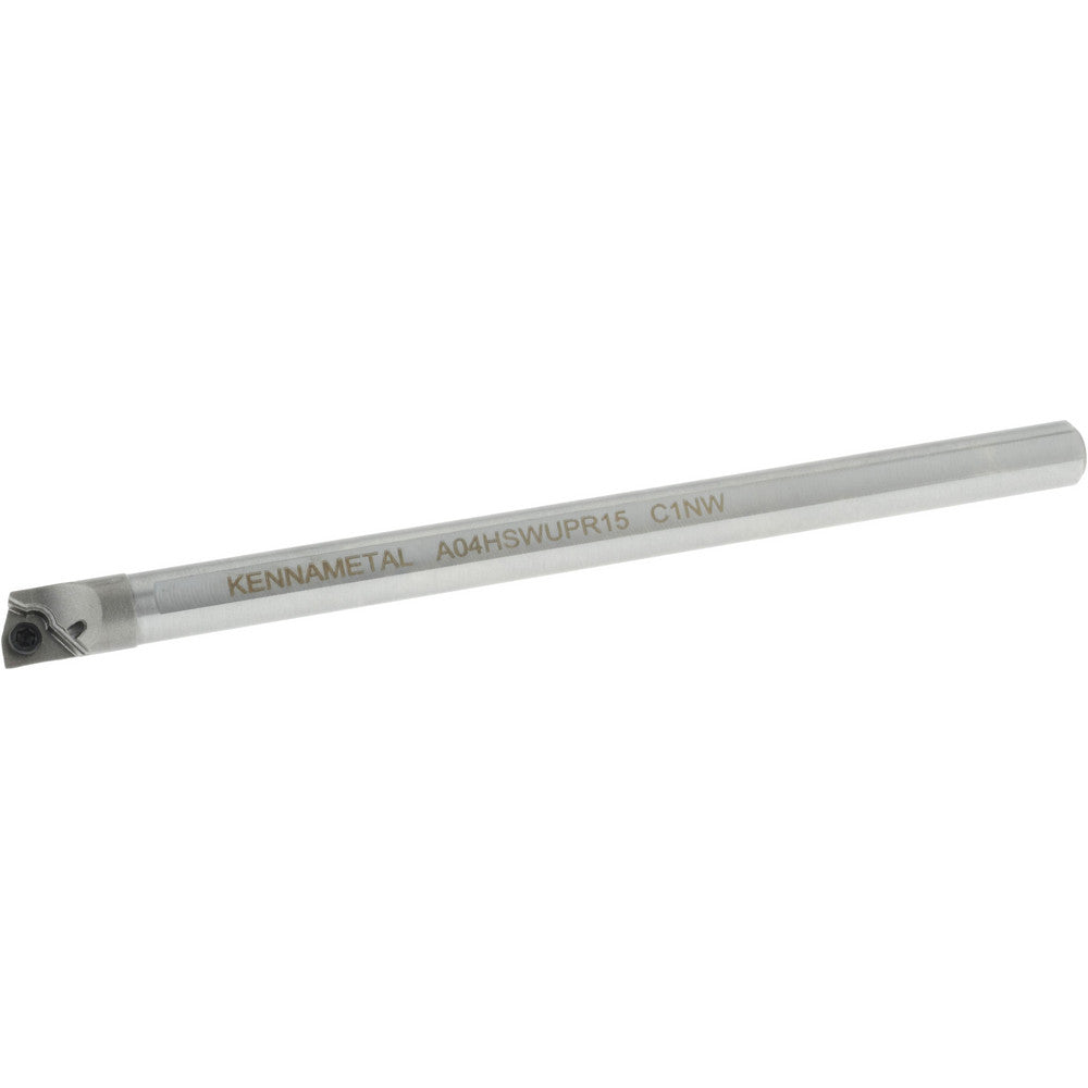 Kennametal 1950374 Indexable Boring Bar A04HSWUPR15, 0.285" Min Bore Dia, Right Hand Cut, 1/4" Shank Dia, 3 ° Lead Angle, Steel
