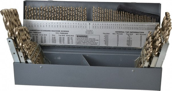 Cleveland C70367 Drill Bit Set Jobber Length Drill Bits, 115 Pc, 0.04" Drill Bit Sizes135 °, Cobalt