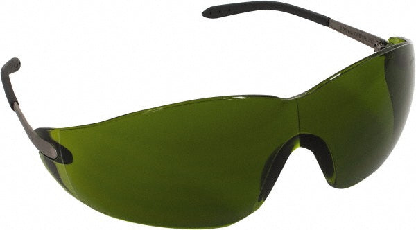 MCR Safety S21130 Safety Glasses Scratch-Resistant, Polycarbonate, Green Lenses, Frameless