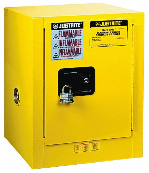 Justrite Mfg. Company 890400 Bench Top Cabinet Manual Closing, 1 Shelf, Yellow