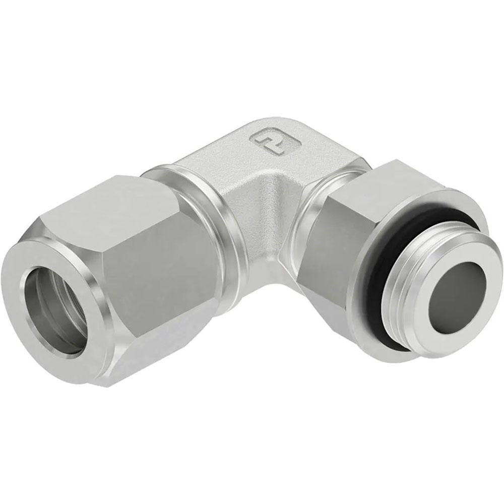 Parker 4 C5BU-S Flareless Bite-Type Tube Straight Thread Elbow 7/16-20 UN & UNF, 1/4" Tube OD, Steel