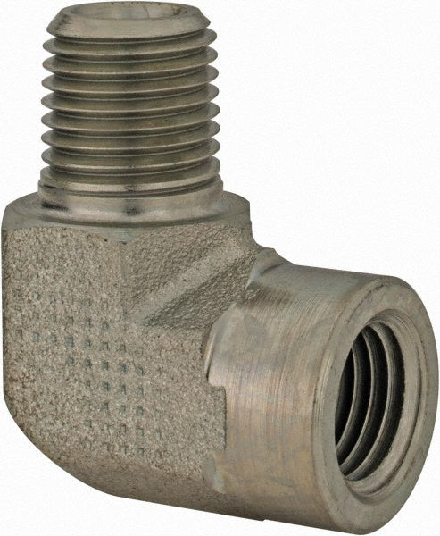 Parker 1/4 CD-S Industrial Pipe 90 ° Street Elbow 1/4" Female Thread, 1/4" Male Thread, MNPTF x FNPTF