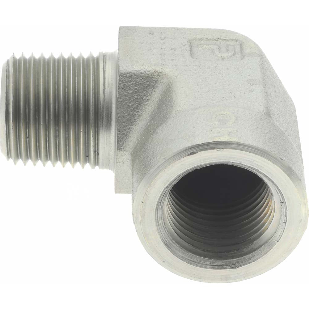 Parker 3/8 CD-S Industrial Pipe 90 ° Street Elbow 3/8" Female Thread, 3/8" Male Thread, MNPTF x FNPTF
