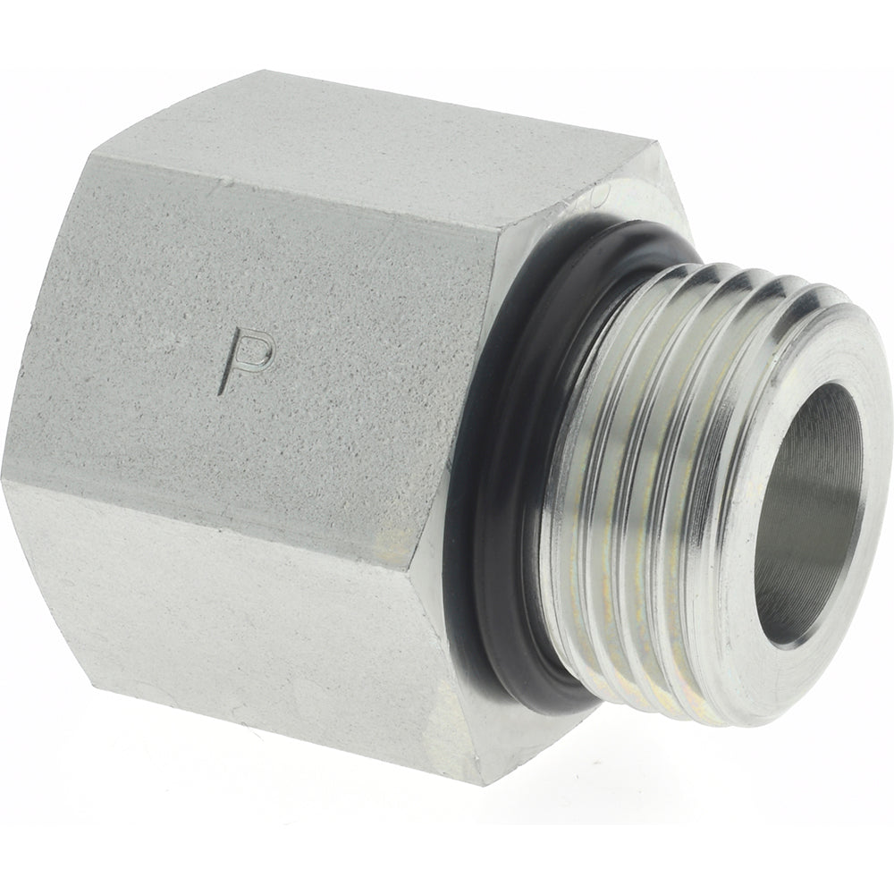 Parker 12-3/4 F5OG-S Industrial Pipe Adapter 3/4" Female Thread, 1-1/16-12 Male Thread, Male Straight Thread O-Ring x Female NPTF