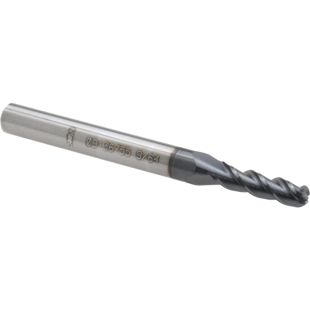 Accupro 09136755 Ball End Mill 0.1406" Dia, 0.5" LOC, 3 Flute, Solid Carbide
