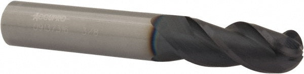 Accupro 09137316 Ball End Mill 0.375" Dia, 0.875" LOC, 3 Flute, Solid Carbide