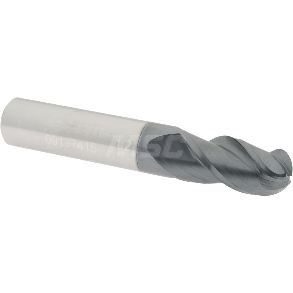 Accupro 09137415 Ball End Mill 0.5" Dia, 1" LOC, 3 Flute, Solid Carbide