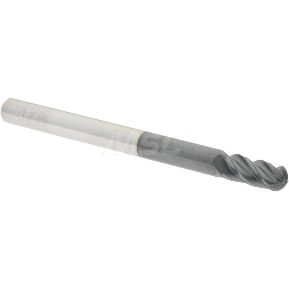 Accupro 09137878 Ball End Mill 0.125" Dia, 0.25" LOC, 4 Flute, Solid Carbide