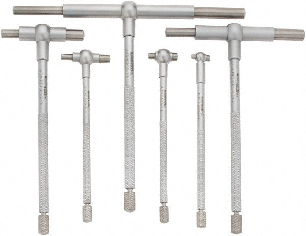 SPI 14-125-9 6 Piece, 5/16 to 6 Inch, Hardened Tool Steel, Satin Chrome Finish, Telescoping Gage Set