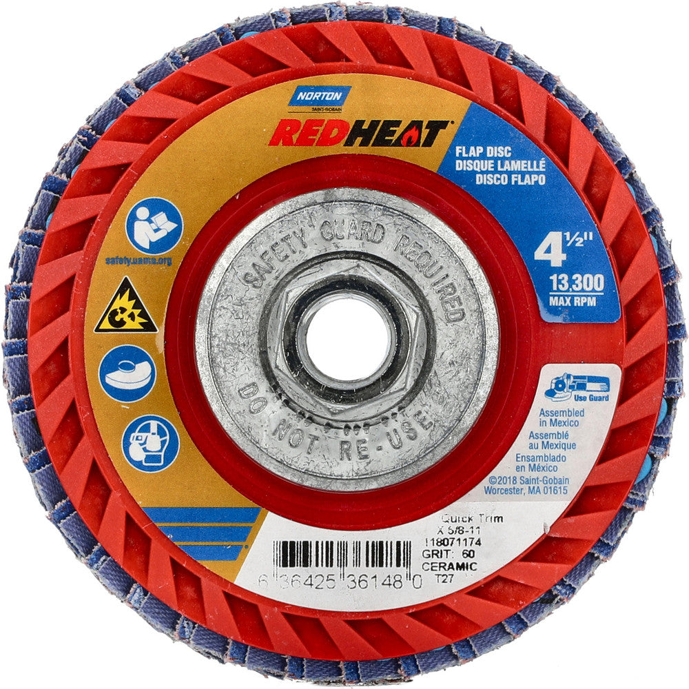 Norton 63642536148 Flap Disc 5/8-11 Hole, 60 Grit, Ceramic, Type 27