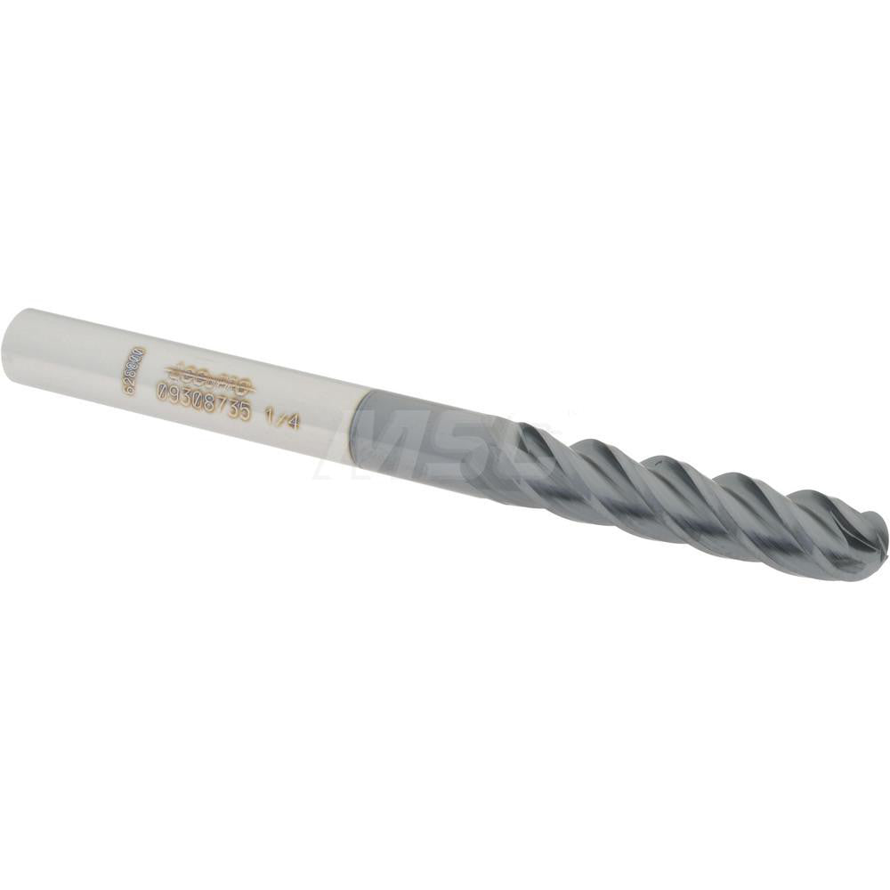 Accupro 09308735 Ball End Mill 0.25" Dia, 1.125" LOC, 4 Flute, Solid Carbide
