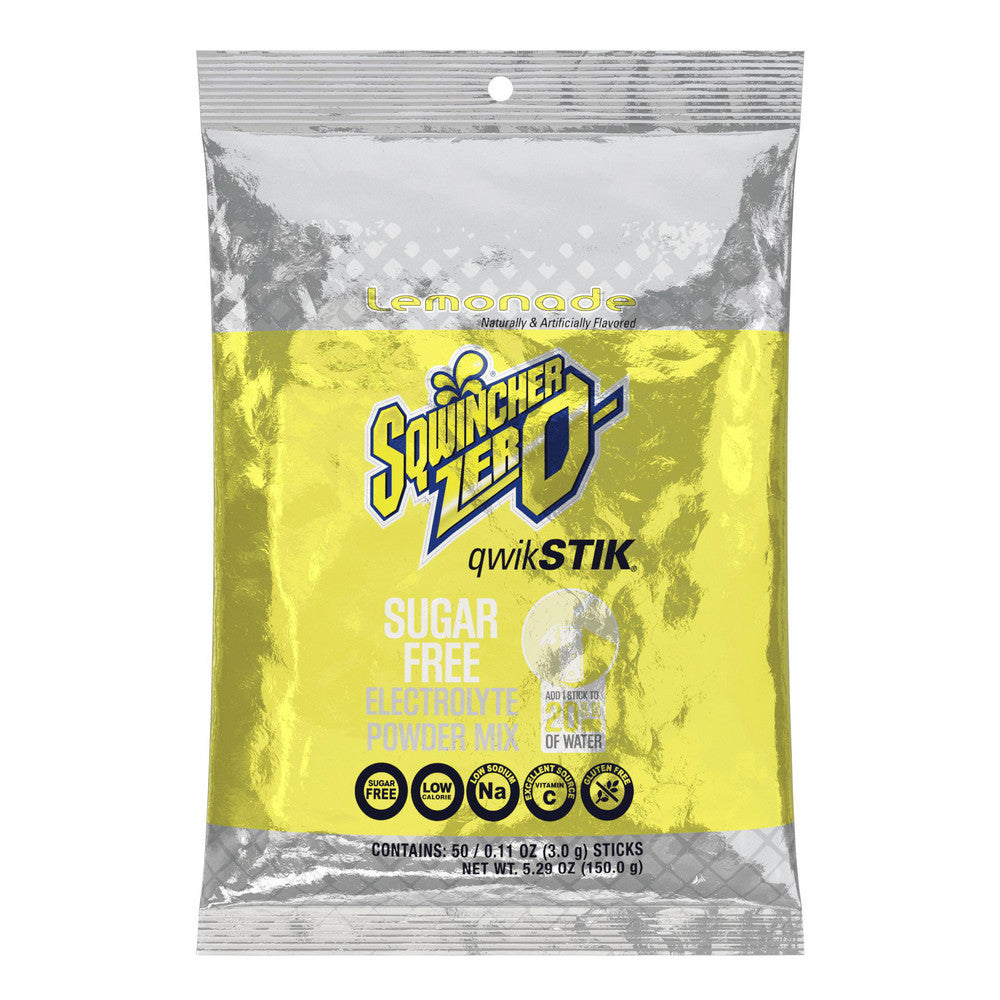 Sqwincher 159060103 Qwik Stik Activity Drink 0.11 oz Packet, Lemonade, Sugar Free, Powder, Yields 20.00 oz