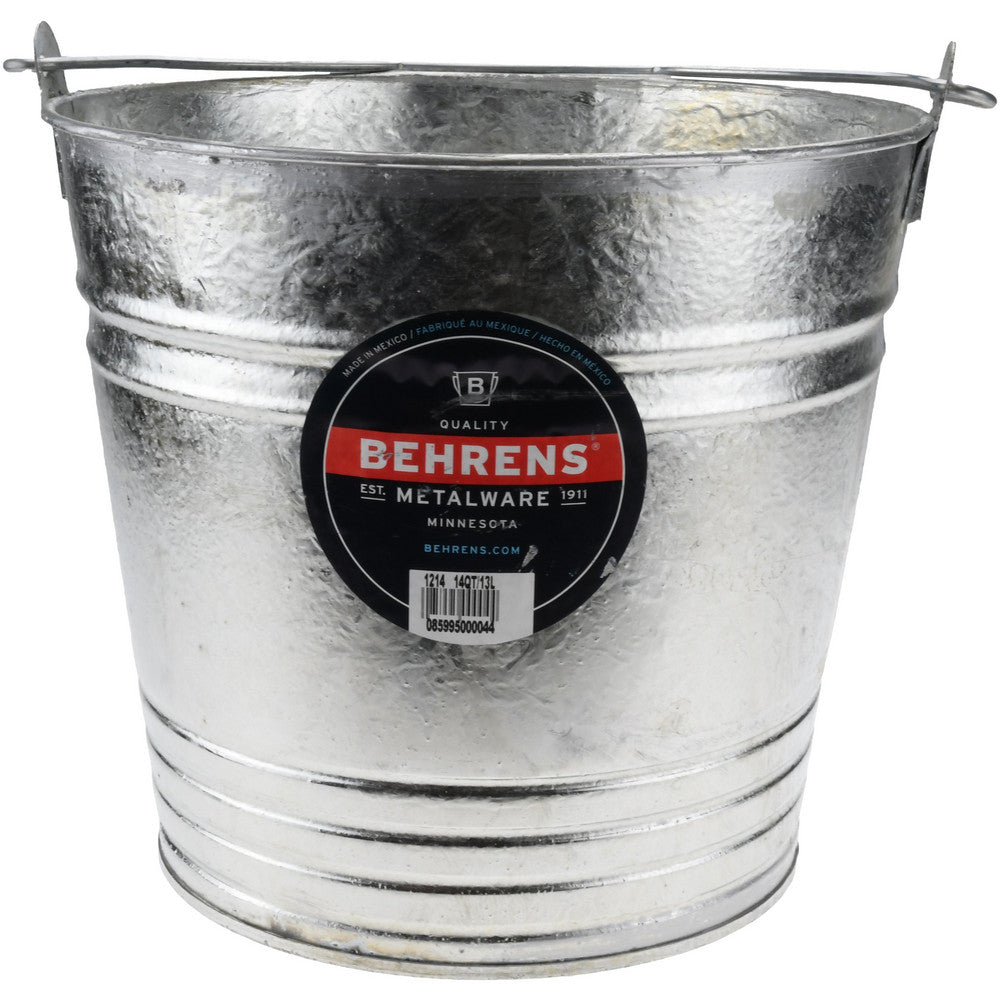Behrens 1214 14 Qt, 11-1/2" High, Galvanized Steel Round Gray Single Pail