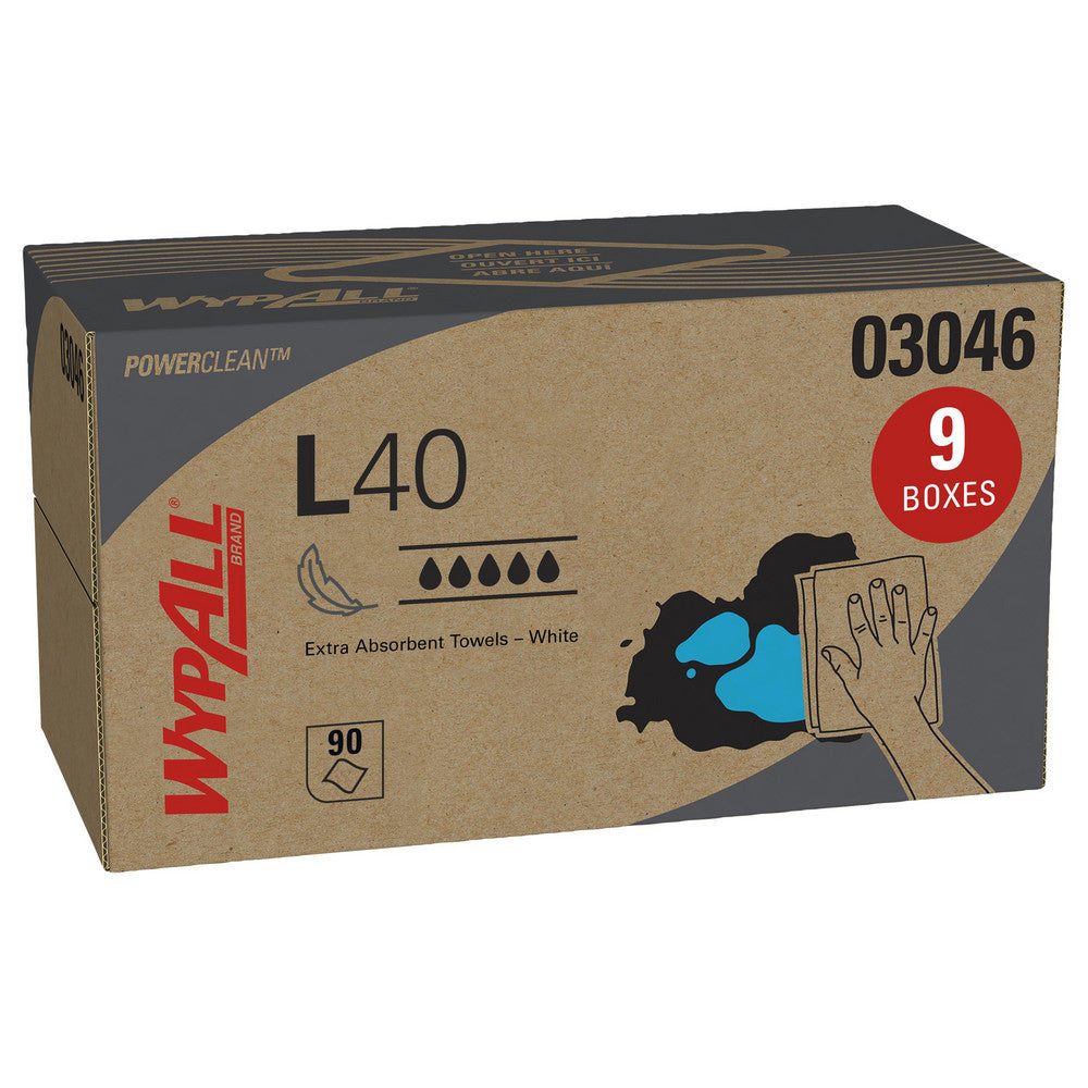 WypAll 03046 PowerClean L40 Extra Absorbent Towels, Pop-Up Box, Limited Use Towels, White