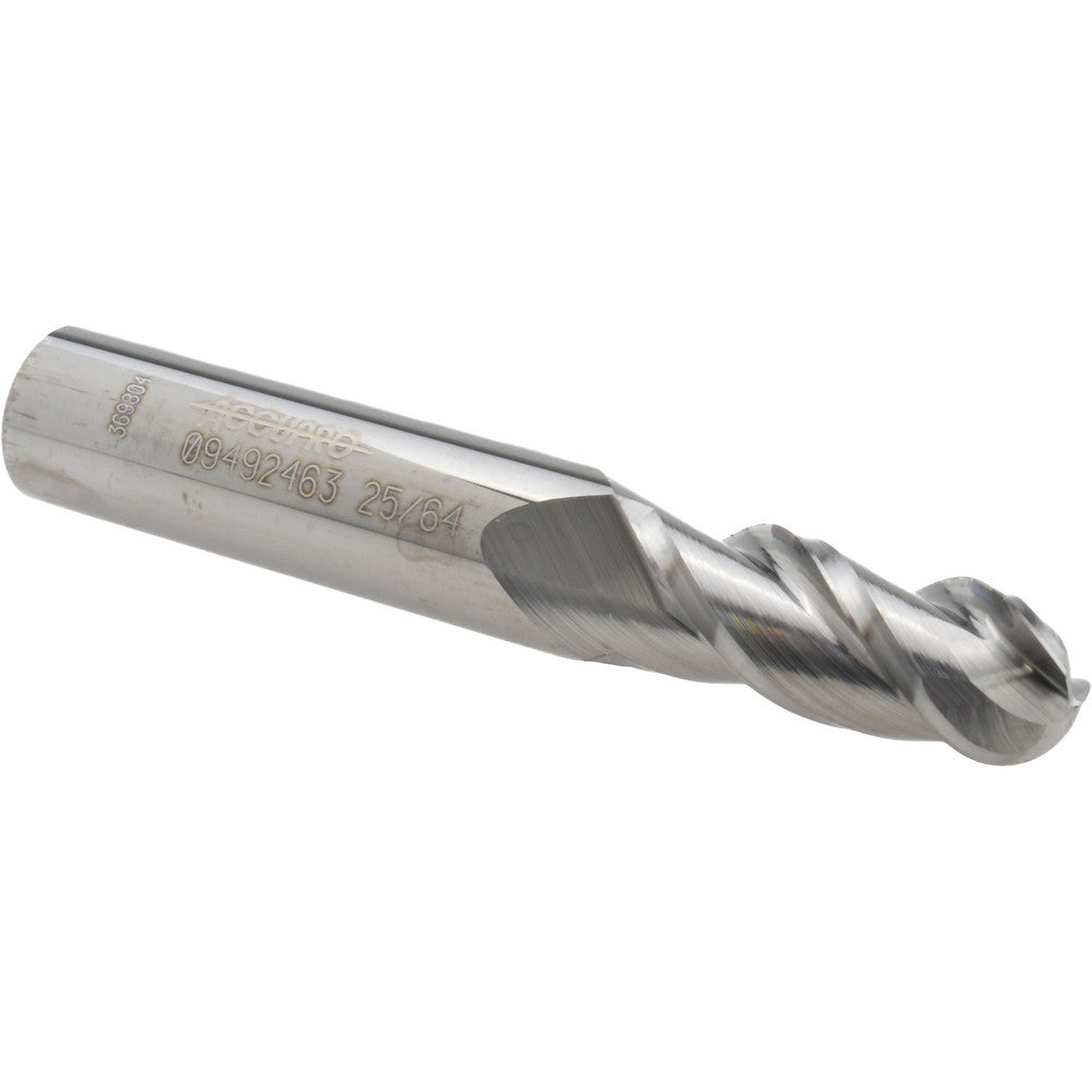 Accupro 09492463 Ball End Mill 0.3906" Dia, 1" LOC, 3 Flute, Solid Carbide