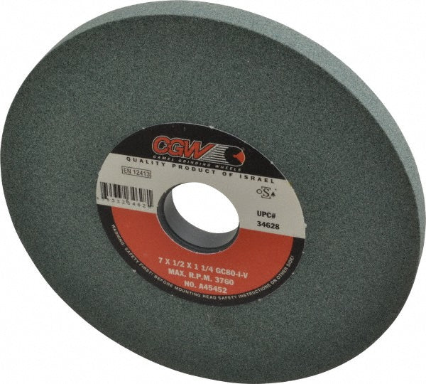 CGW Abrasives 34628 Surface Grinding Wheel 7" Dia, 1/2" Thick, 1-1/4" Hole, 80 Grit, I Hardness