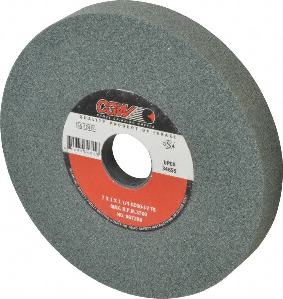 CGW Abrasives 34655 Surface Grinding Wheel 7" Dia, 1" Thick, 1-1/4" Hole, 60 Grit, I Hardness