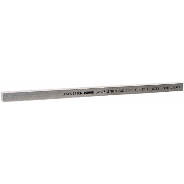 Precision Brand Products 57507 Key Stock 1/2" High, 1/2" Wide, 12" Long, Stainless Steel, Plain Finish