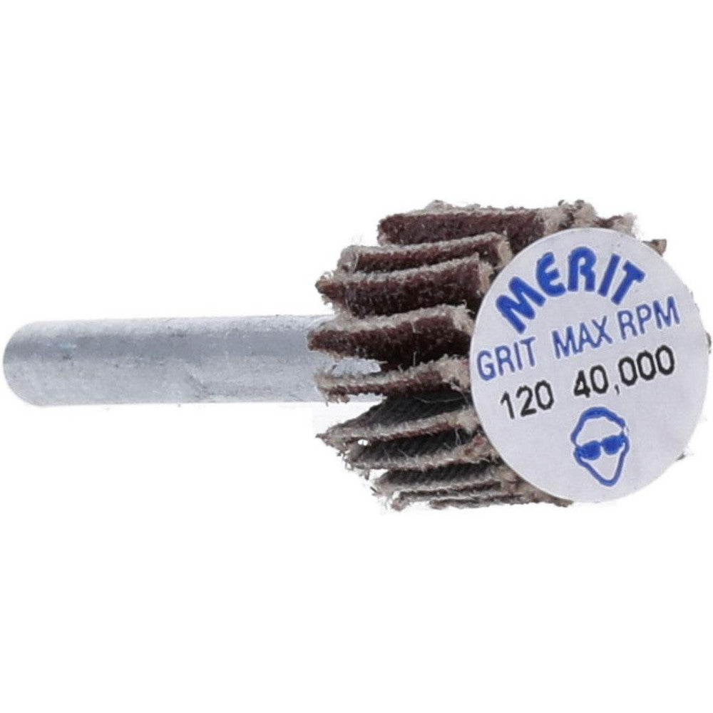 Merit Abrasives 08834137472 Mounted Flap Wheel 3/8" Dia, 3/8" Face Width, 120 Grit, Aluminum Oxide