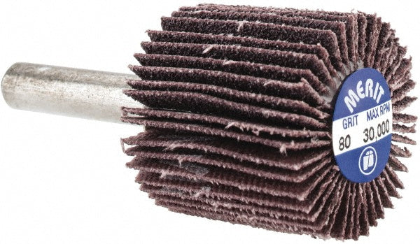 Merit Abrasives 08834137311 Mounted Flap Wheel 1" Face Width, 80 Grit, Aluminum Oxide