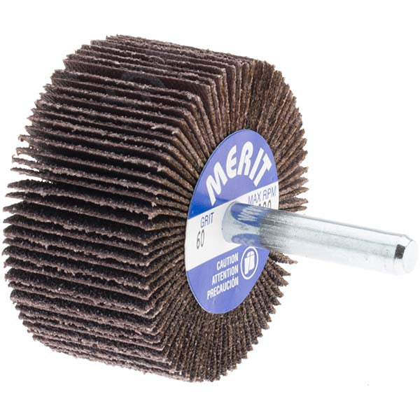 Merit Abrasives 08834137370 Mounted Flap Wheel 1" Face Width, 60 Grit, Aluminum Oxide