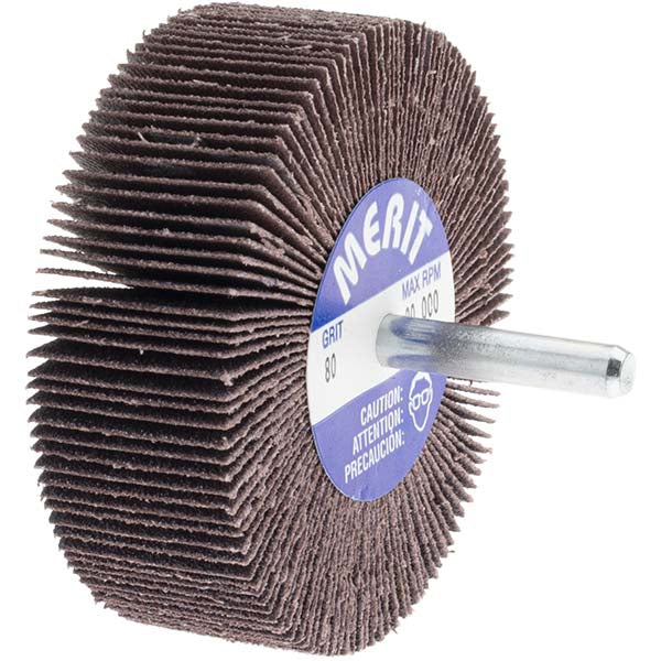 Merit Abrasives 08834137451 Mounted Flap Wheel 3" Dia, 1" Face Width, 80 Grit, Aluminum Oxide