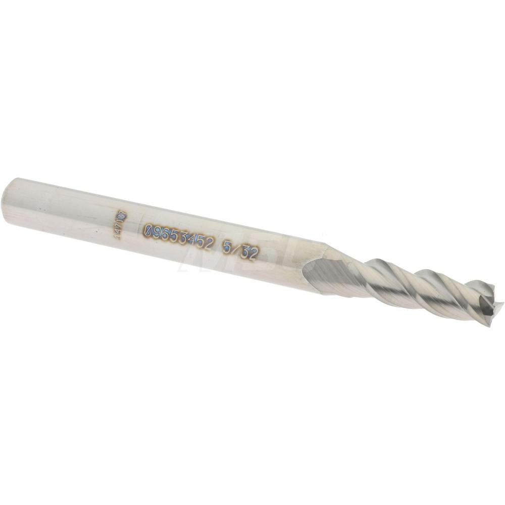 Accupro 09653452 Square End Mill 5/32'' Dia, 1/2'' LOC, 3/16'' Shank Dia, 2'' OAL, 3 Flutes, Solid Carbide