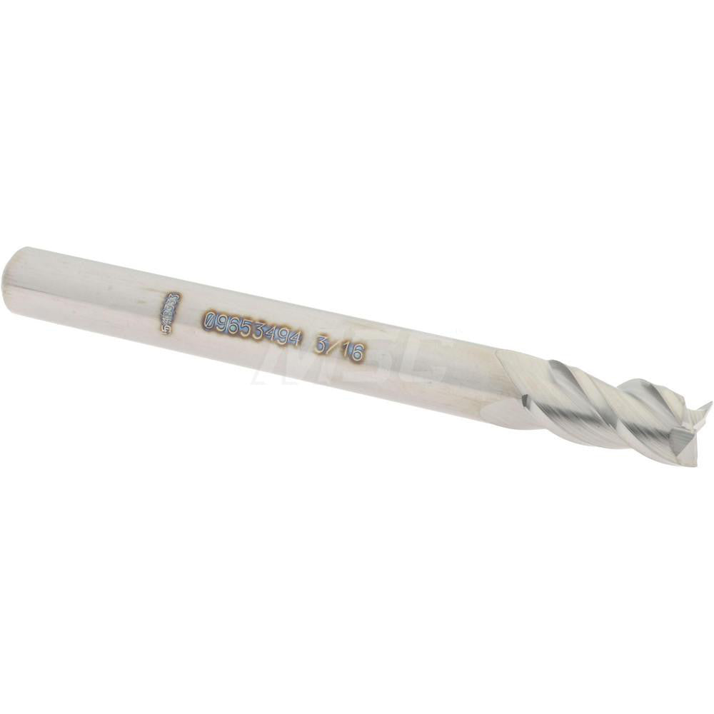 Accupro 09653494 Square End Mill 3/16'' Dia, 3/8'' LOC, 3/16'' Shank Dia, 2'' OAL, 3 Flutes, Solid Carbide