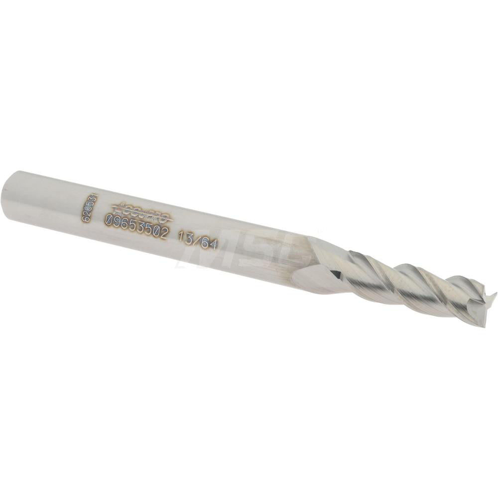Accupro 09653502 Square End Mill 13/64'' Dia, 5/8'' LOC, 1/4'' Shank Dia, 2-1/2'' OAL, 3 Flutes, Solid Carbide