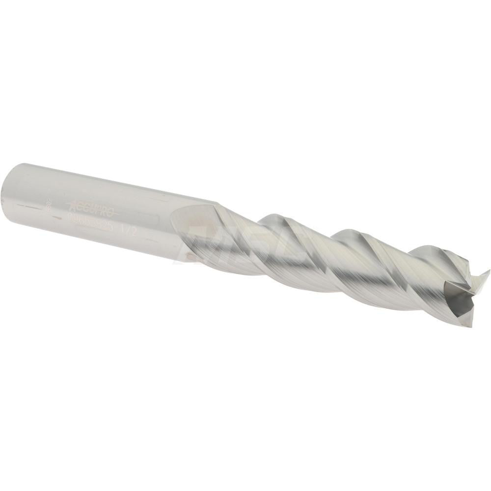 Accupro 09653825 Square End Mill 1/2'' Dia, 2'' LOC, 1/2'' Shank Dia, 4'' OAL, 3 Flutes, Solid Carbide