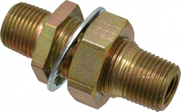 Eaton FF4186-0804-1S Industrial Pipe Bulkhead Coupling 1/4" Female Thread, 1/2" Male Thread, MNPT x FNPT