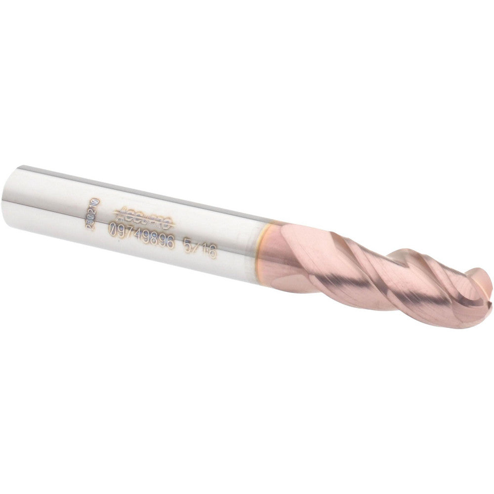Accupro 09749896 Ball End Mill 0.3125" Dia, 0.75" LOC, 3 Flute, Solid Carbide
