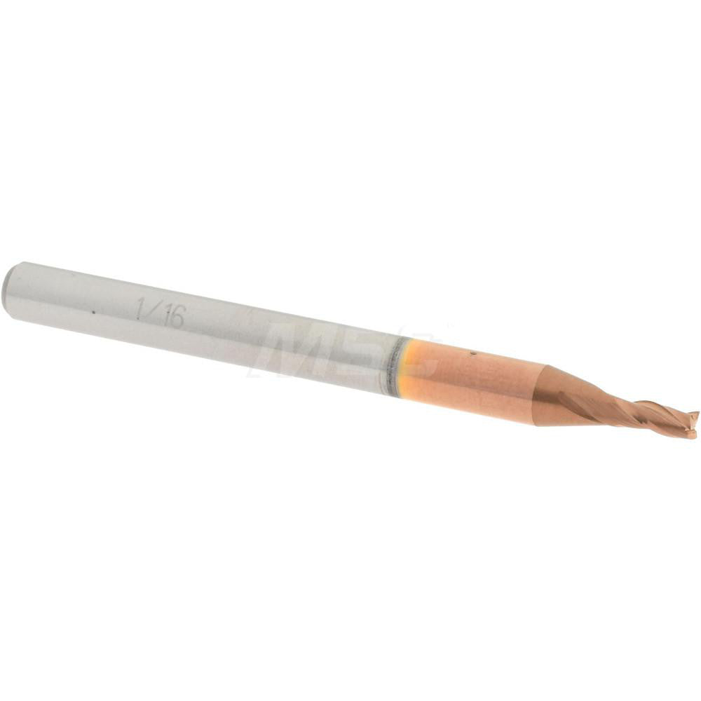 Accupro 09798356 Square End Mill 1/16'' Dia, 1/8'' LOC, 1/8'' Shank Dia, 1-1/2'' OAL, 3 Flutes, Solid Carbide