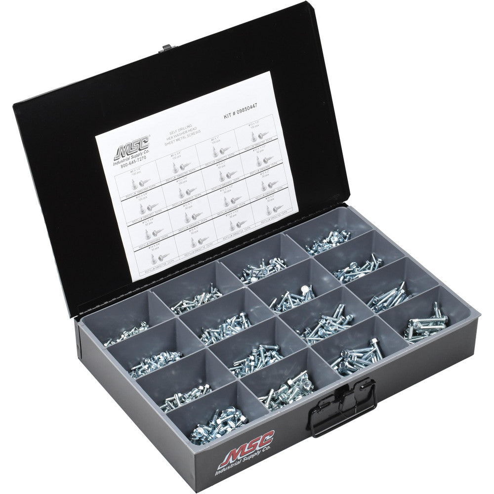 Value Collection 09850447 1,025 Piece, #8x3/4 to 1/4x2, Steel Sheet Metal Screw Assortment