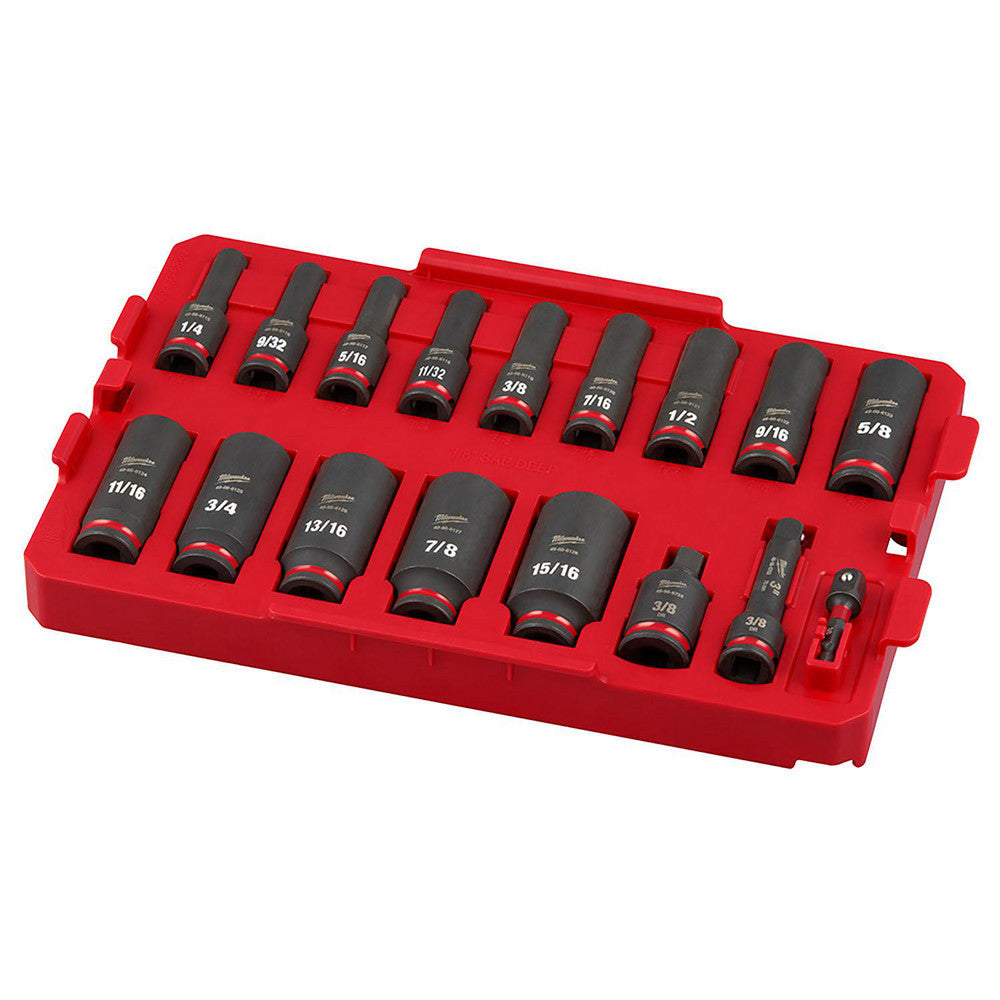 Milwaukee Tool 49-66-6815 Impact Socket Set 17 Pc, 3/8" Drive